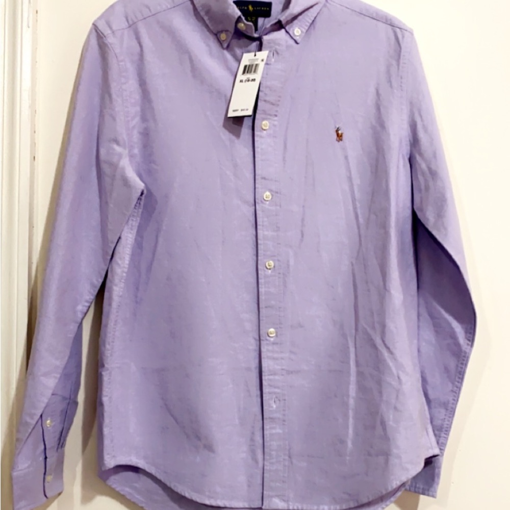 Long Sleeve Button Down Lavender Dress Shirt Big Boys Size XL 18/20